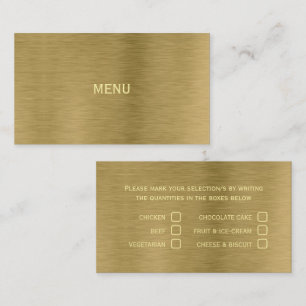Cartão De Visita Placa de seleção do menu de textura metálica Doura