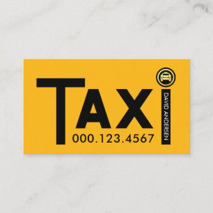 Cartão De Visita Placa de Sinalização de Táxi Amarela