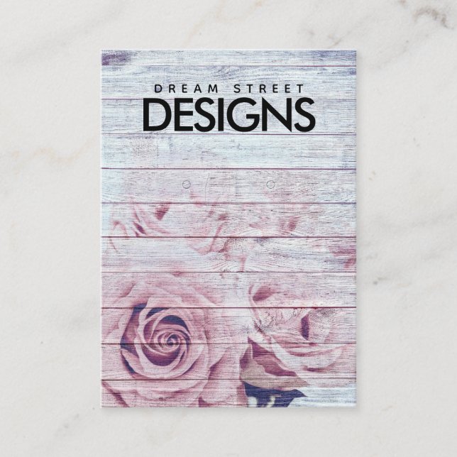 Cartão De Visita Placa de vídeo de Rosas de vindima de madeira (Frente)