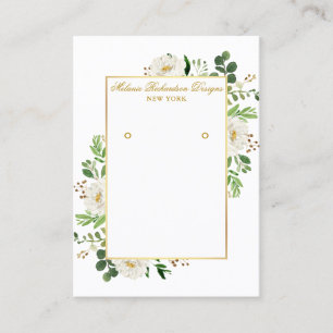 Cartão De Visita Placa de Vídeo Dourado Floral Branco de Água-Cor