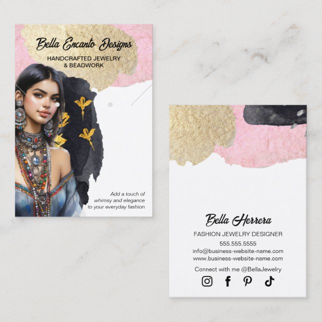 Cartão De Visita Placa de vídeo Lux Jewelry e Earring (Frente/Verso)