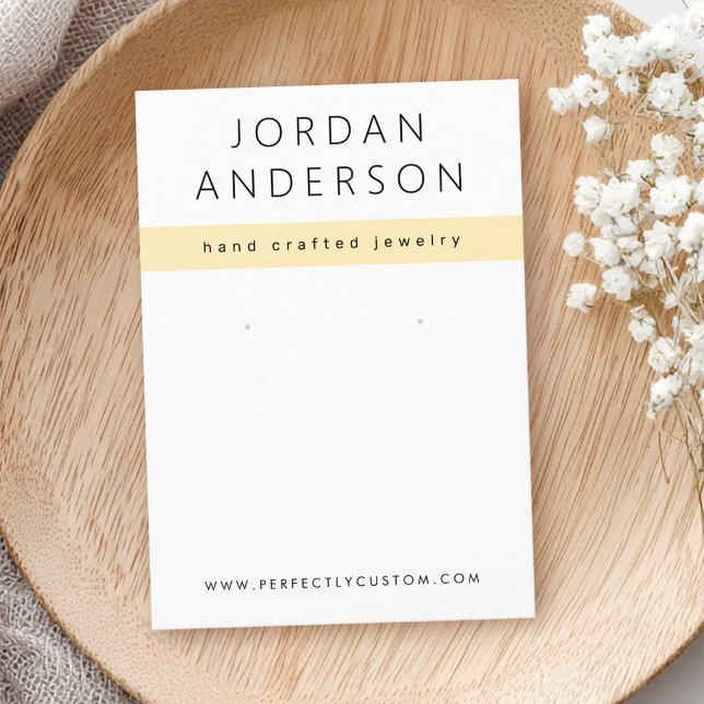 Cartão De Visita Placa de vídeo moderna amarelo-claro e branco (Modern light yellow and white earring display card)