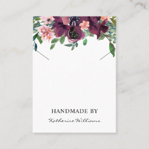 Cartão De Visita Placa de Vídeo Nacklace Floral de Aquarela