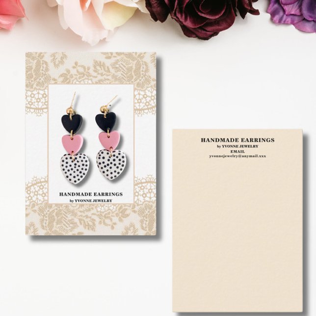 Cartão De Visita Placa do Retentor de Joias do Lace Earring (Criador carregado)