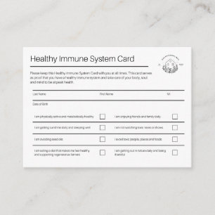 Cartão De Visita Placa do sistema imunitário saudável Embalagem d