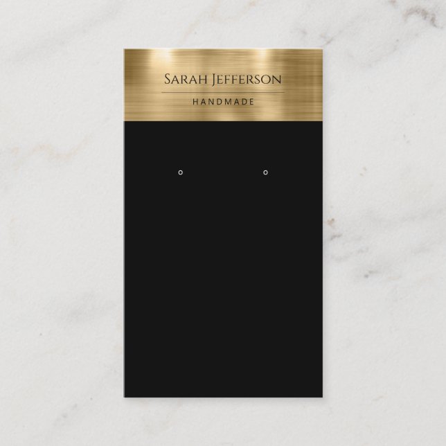 Cartão De Visita Placa Dourada Metálica de Rato Profissional Preto (Frente)