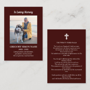 Cartão De Visita Placa Funeral In Loving Memory Photo Burgundy