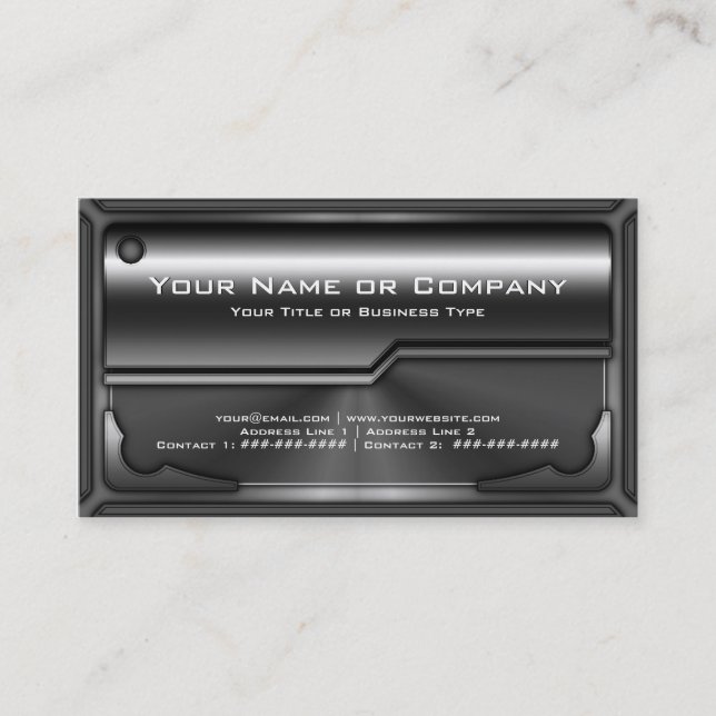 Cartão De Visita Placa metálica Hi Tech Faux versão 2 com fotografi (Frente)