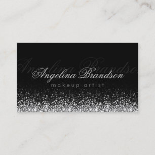 Cartão De Visita Placa preta de máscara de luz prateada Shimmermeri
