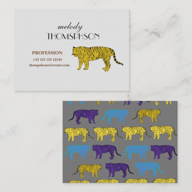 Cartão De Visita Placa profissional personalizada de Tigers (Frente/Verso)