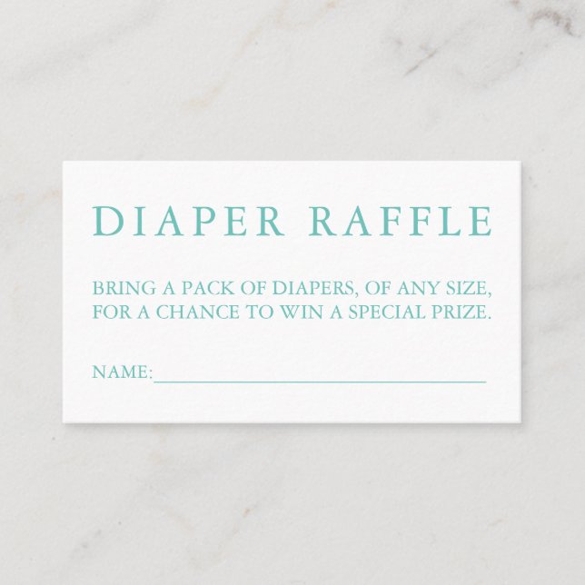 Cartão De Visita Placa Raffle de Fralda azul (Frente)
