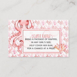 Cartão De Visita Placa Raffle de Fralda de Octopus Cor-de-rosa-bran