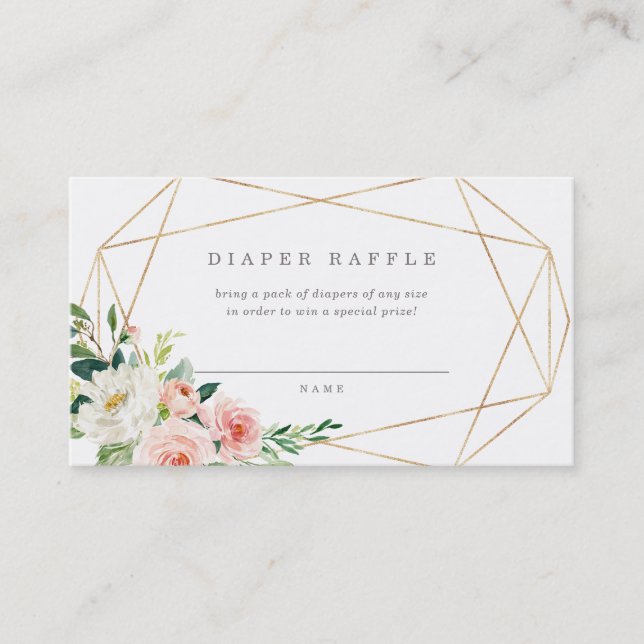 Cartão De Visita Placa Raffle de Fralda Romance Geométrica (Frente)