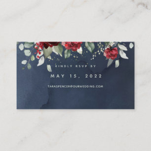 Cartão De Visita Placa RSVP Online De Casamento De Rosas