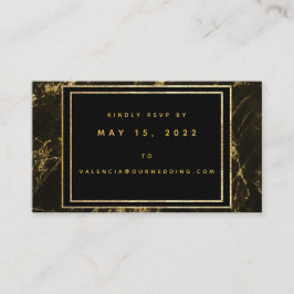 Cartão De Visita Placa RSVP Online Noites Em Granite E Dourado Casa