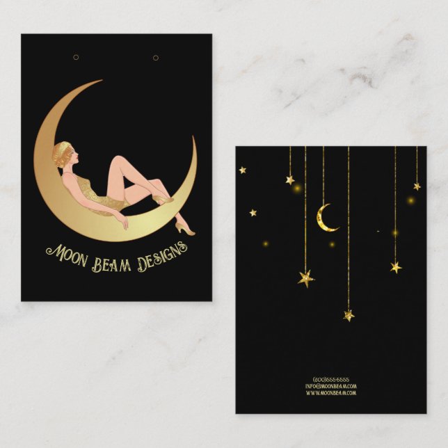 Cartão De Visita Placa Vintage Moon Earration (Frente/Verso)