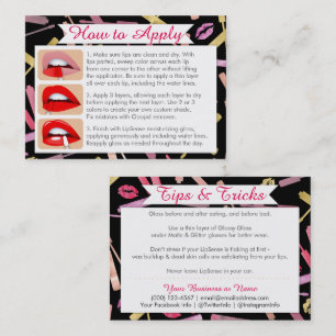Cartão De Visita Placas de Adição e Dicas de Lipsticks Dourados e