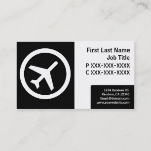 Cartão De Visita Placas de avião simples e preto moderno
