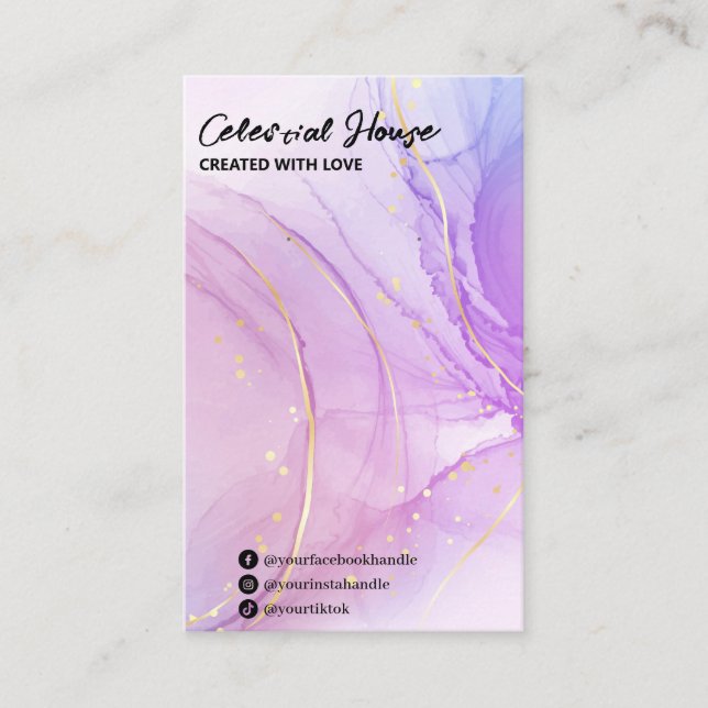 Cartão De Visita Placas de exibição com Roxo de Tinta Álcool (Frente)