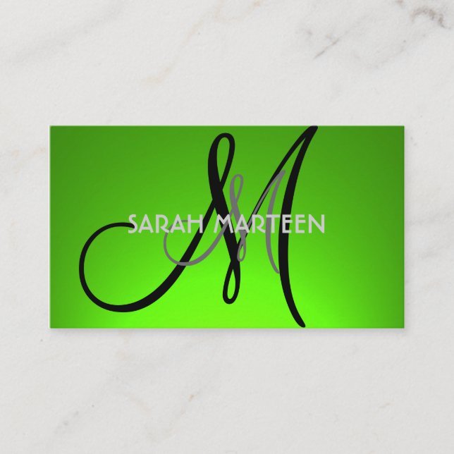 Cartão De Visita Placas simples de monograma personalizado brilhant (Frente)