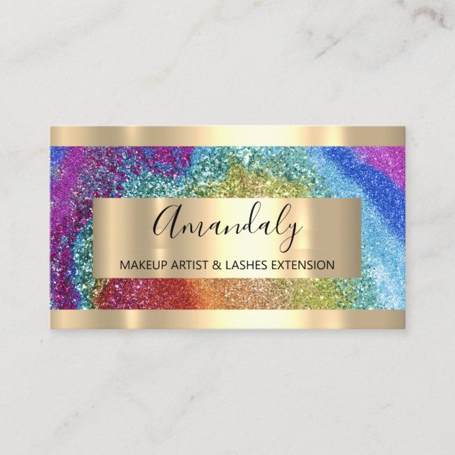 Cartão De Visita Planeador de Evento de Frame da Glitter Hológrafo  (Frente)