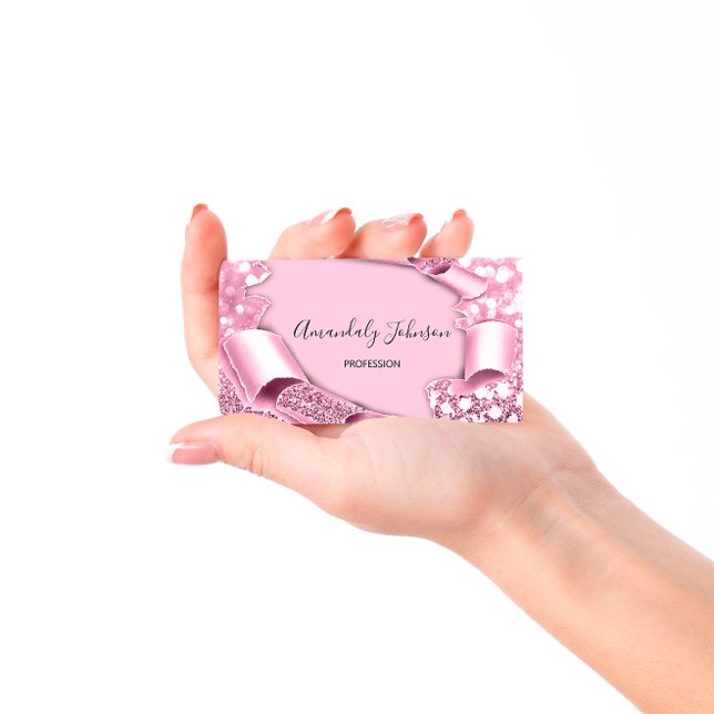 Cartão De Visita Planeador de Evento de Maquiagem de Lâmina 3D Pink (3D Frame Glitter Makeup Event Planner Pink Pastel Business Card)