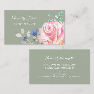 Cartão De Visita Planeador de eventos elegante com Rosa floral boni