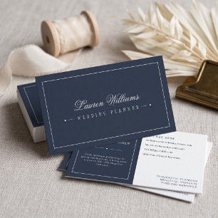 Cartão De Visita Planejador de Casamento Azul Elegante