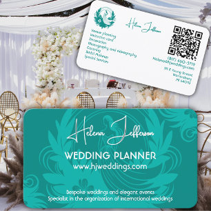 Cartão De Visita Planejador de Casamento com Logotipo de Motivo Tea