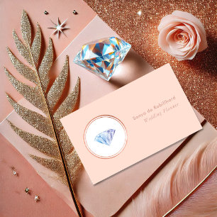Cartão De Visita Planejador de Casamento de Diamante Rosa e Dourado