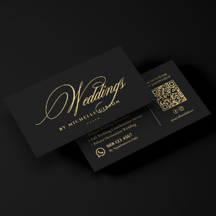 Cartão De Visita Planejador de Casamento de Luxo Decorador Preto El