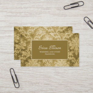 Cartão De Visita Planejador de Casamento Elegante Dourado Vintage D