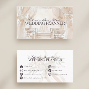 Cartão De Visita Planejador de Casamento Profissional Marfim Elegan