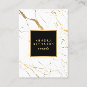 Cartão De Visita Planejador de evento de mármore branco e Dourado