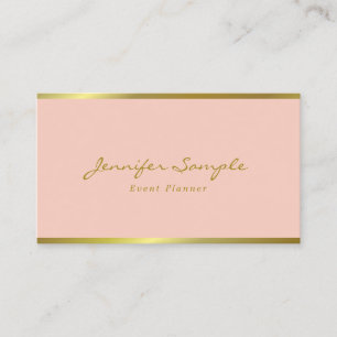 Cartão De Visita Planejador de evento Dourado do rosa elegante