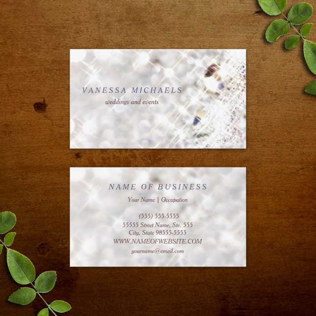 Cartão De Visita Planejador de Evento Glitter Bokeh do Faux Diamond (Faux Diamond Bling Glitter Bokeh Event Planner Business Cards)