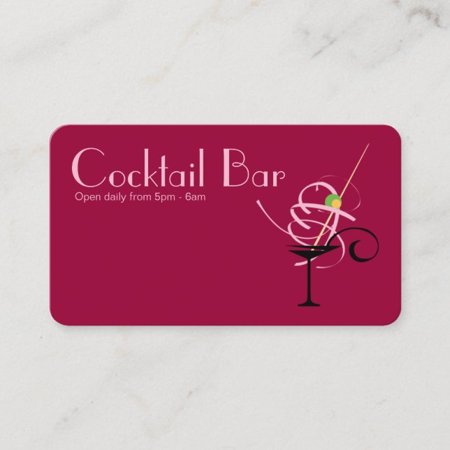 Cartão De Visita Planejador de Evento Nightclub de Bar Cocktail (Frente)