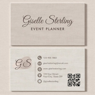 Cartão De Visita Planejador de Eventos Código QR Moderno Elegante L