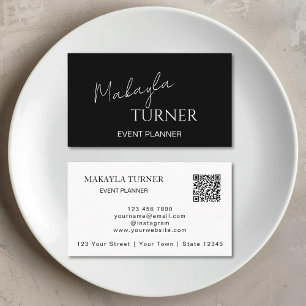 Cartão De Visita Planejador de Eventos Código QR Preto