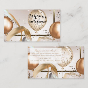 Cartão De Visita Planejador de Eventos de Balões Rose Gold & Glitte