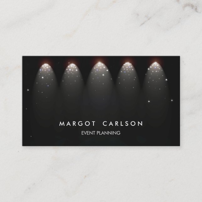 Cartão De Visita Planejador de eventos e estrelas e luzes de entret (Frente)