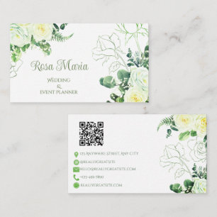 Cartão De Visita Planejador de Eventos Florais em Aquarela Feminina