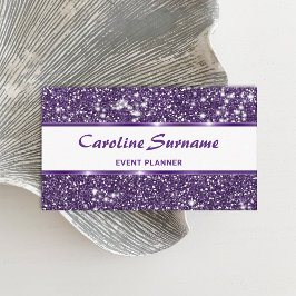 Cartão De Visita Planejador de Eventos Glamouroso Chic Brilho Roxo 