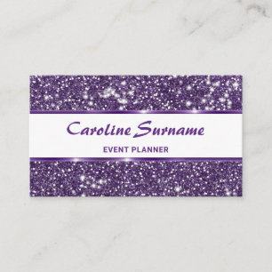 Cartão De Visita Planejador de Eventos Glamouroso Chic Brilho Roxo
