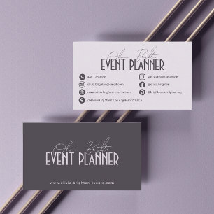 Cartão De Visita Planejador de Eventos Profissional Moderno Chic