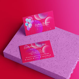 Cartão De Visita Planejador de festa de balões Neon Rosa