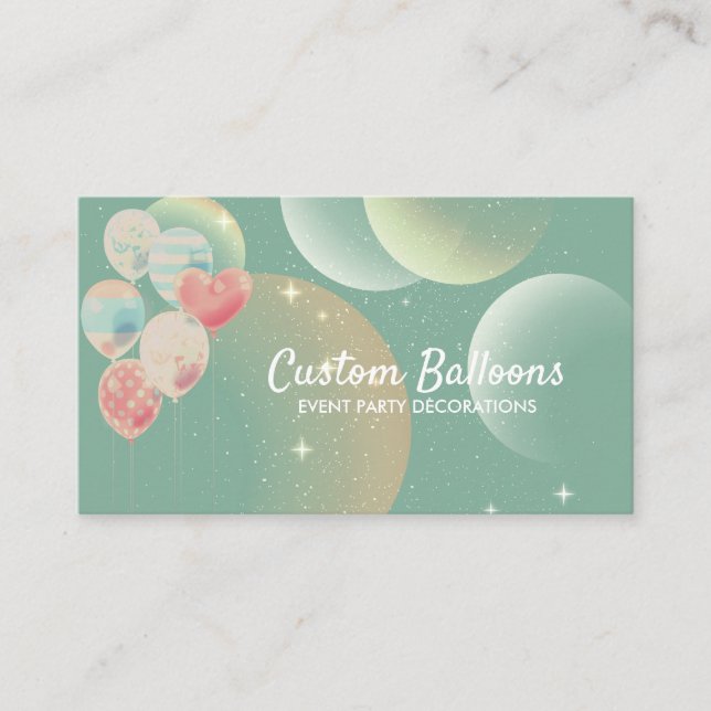 Cartão De Visita Planejador de Grupo de Eventos de Balões Verdes Re (Frente)