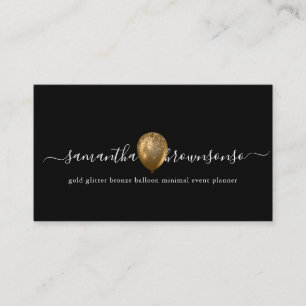 Cartão De Visita Planejador minimalista balão bronze Black Gold