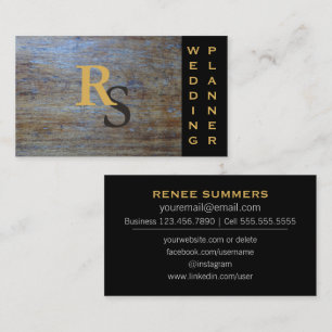 Cartão De Visita Planejador rústico social Monogrammed do casament