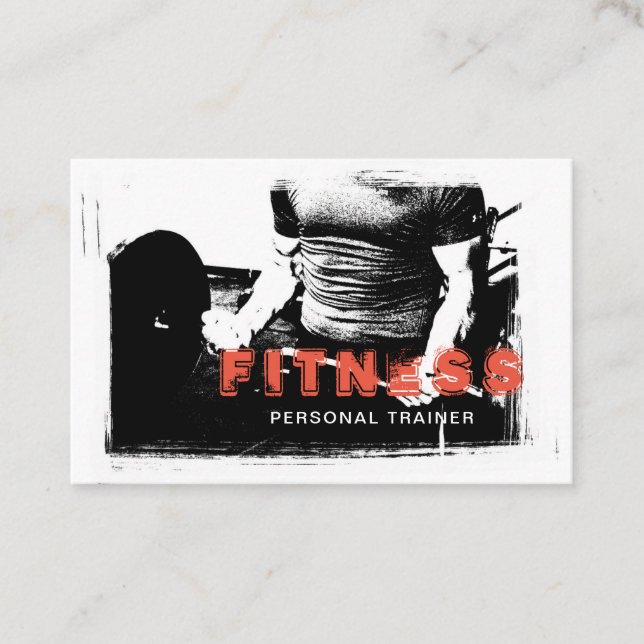 Cartão De Visita Planície elegante do treinador pessoal da malhação (Frente)